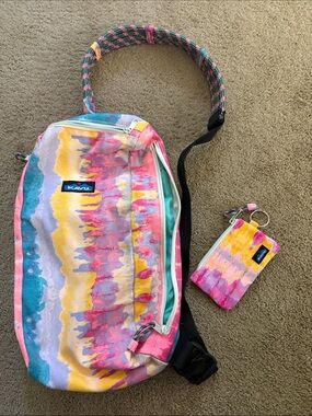 Kavu Pastel Wave Sling Bag — Pink, Yellow, Teal, Purple, Cream
